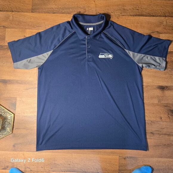 Navy and grey Seattle Seahawks polo shirt size XL - Picture 1 of 8